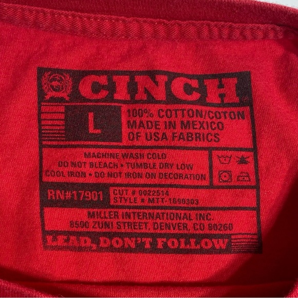 CINCH American Classic Red Graphic Tee Western Vintage Size Large - Picture 5 of 7